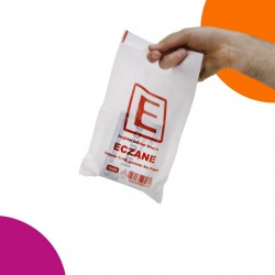 Eczane Poşeti 15x25 Cm El Geçme Mini Kırmızı Desen (1 Kg)