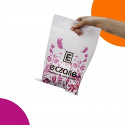 Eczane Poşeti 22x33 Cm (Orta Boy) El Geçme Pembe Çiçek Desenli (1 Kg)